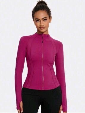 Fitted Magenta Zip-Up Active Jacket